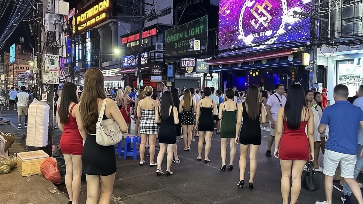 Neon lights along Bangla Road in Patong Phuket at night